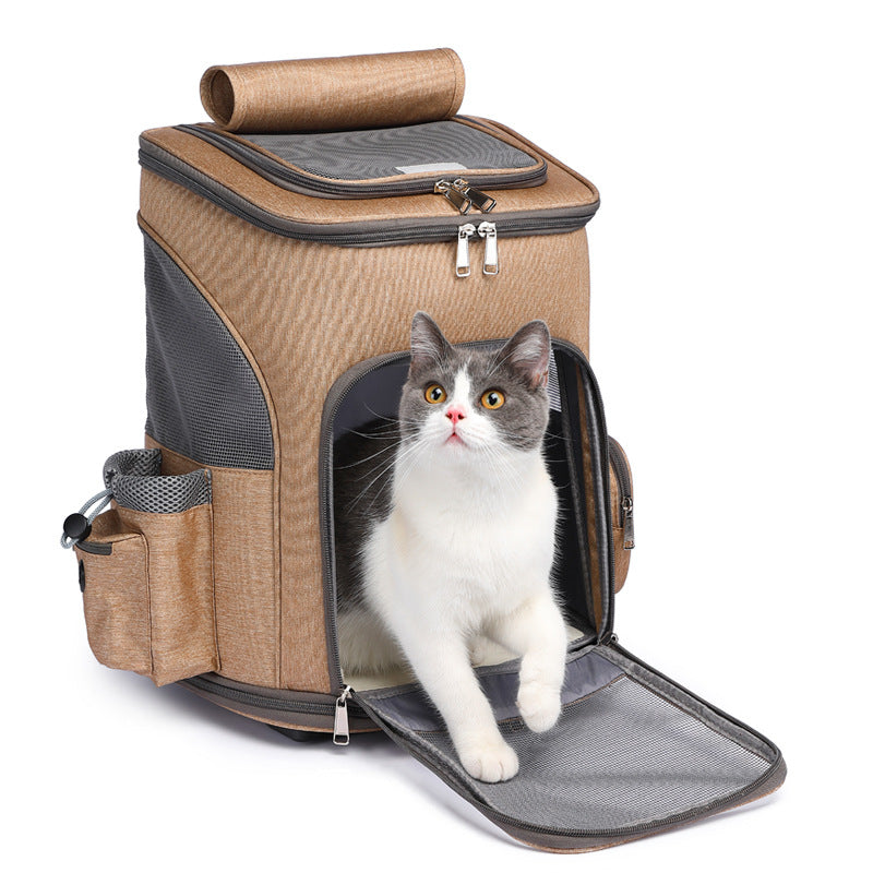 Taşınabilir Katlanır Arabası Pet Sırt Çantası Seyahat Kedi Sırt Çantası Evrensel Tekerlekli Arabası Evcil Hayvan Çantası