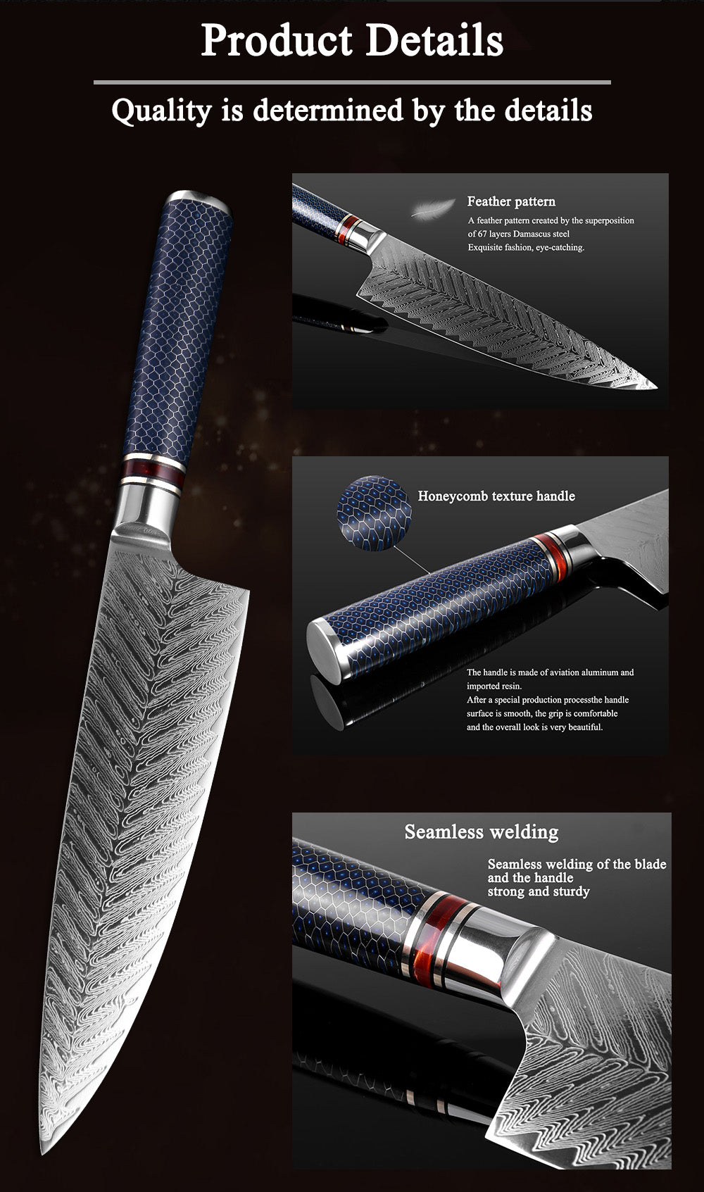 Şef Bıçağı Damascus Steel VG 10 - izzeboutique (Özel İlan)